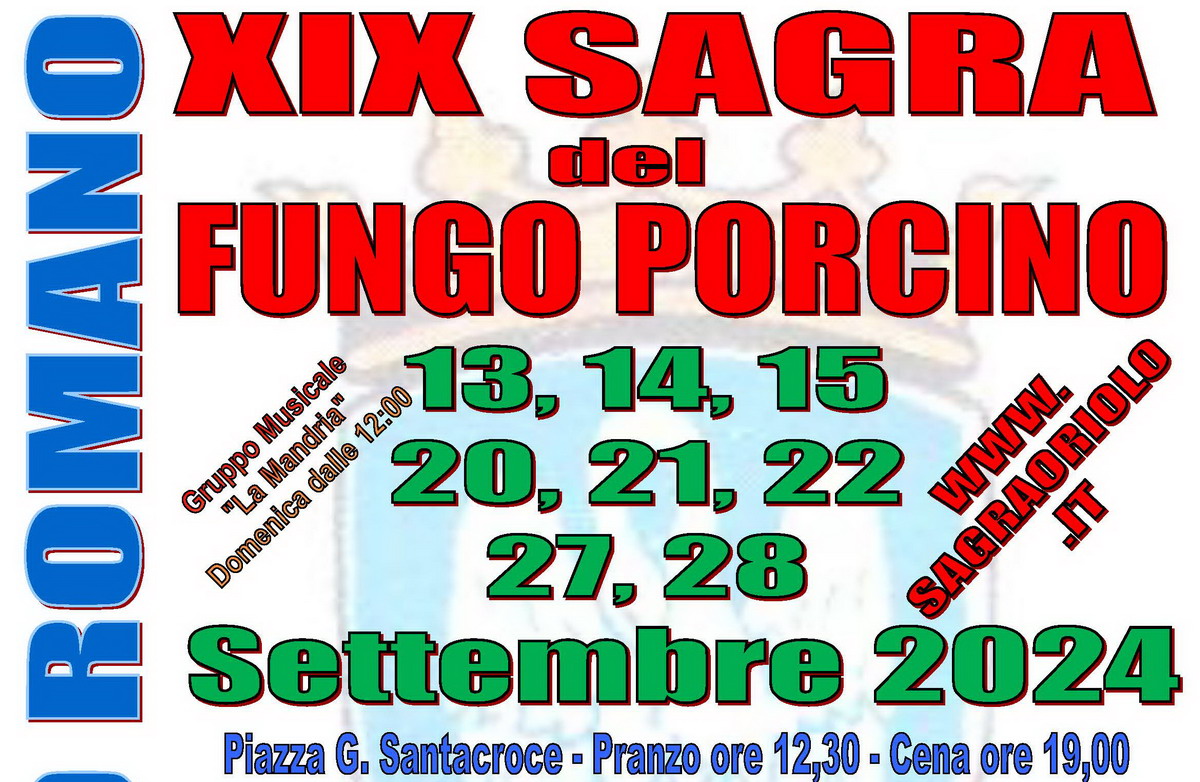 Sagra del porcino a Oriolo Romano, dal 13 al 28 settembre